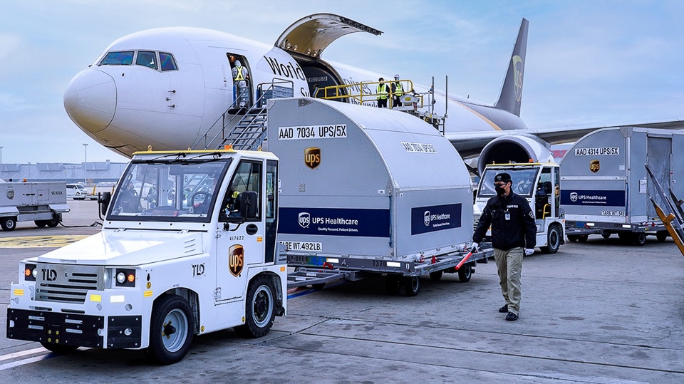 Plane loaded with UPS Healthcare freight