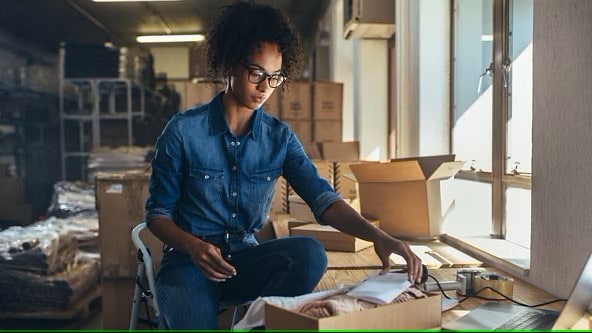 Woman Preparing a Shipment