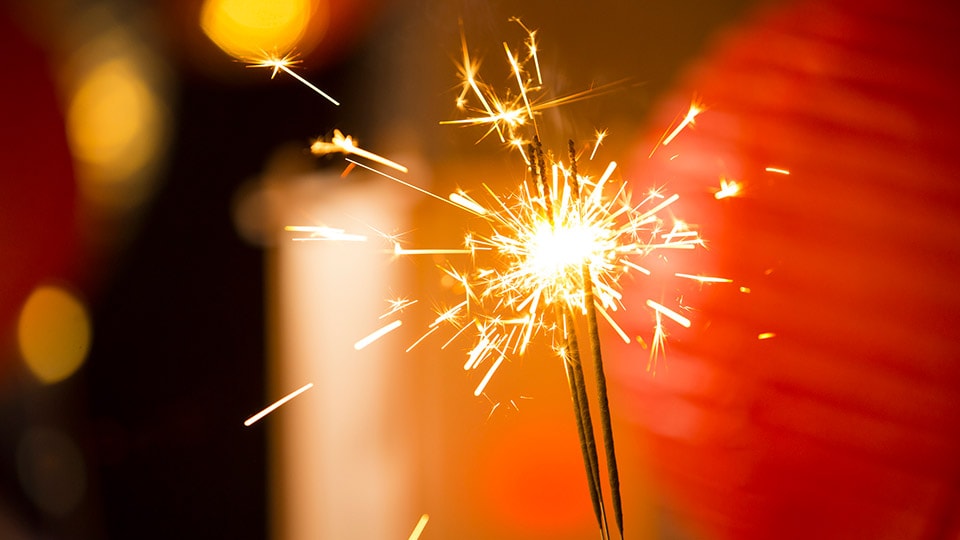 Burning firework sticks during Lunar New Year