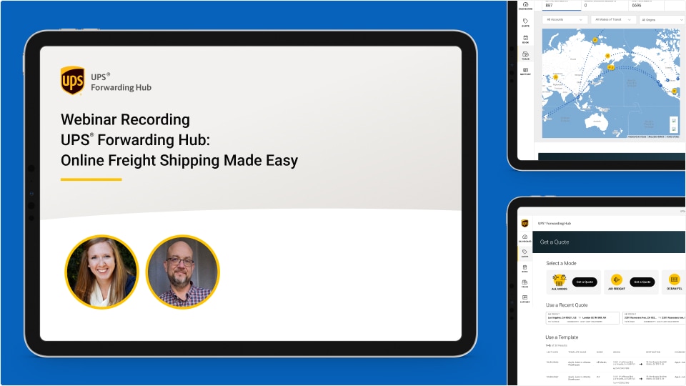 The UPS<sup>&reg;</sup> Forwarding Hub Webinar: Online Freight Shipping Made Easy