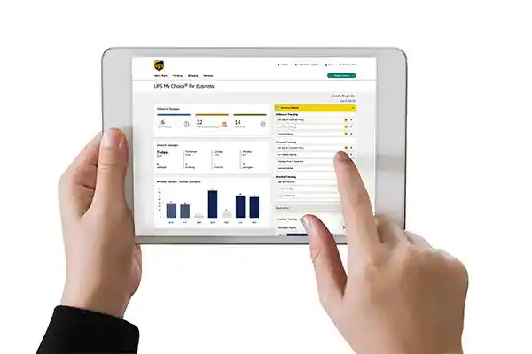 Tableau de bord UPS My Choice sur tablette
