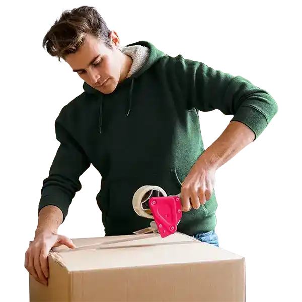 a person taping a box