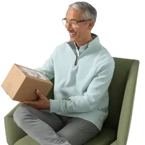 man holding his box