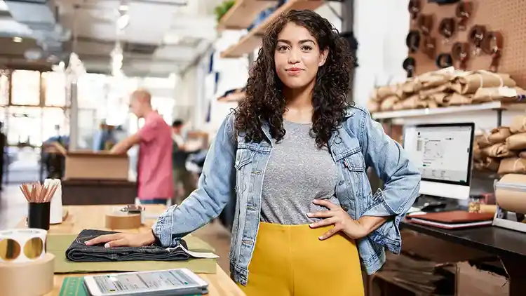 Woman standing at a counter