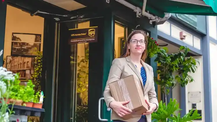 a person leaving a UPS access point