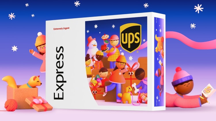 Overhead view of the limited-edition holiday U-P-S Express boxes.