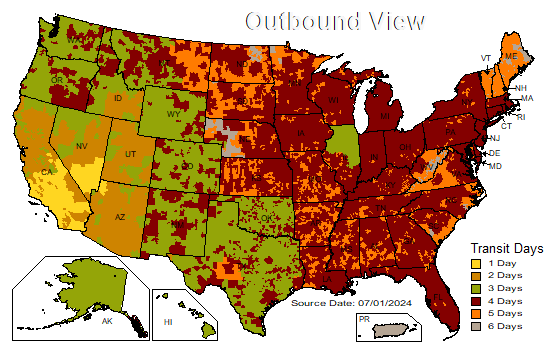 US Time in Transit Map